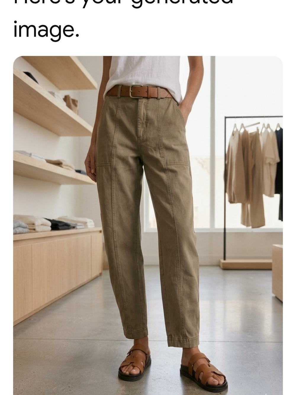 High-Rise Cropped Utility Pants in Olive NWOT